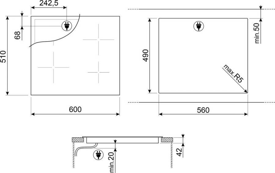 Smeg Universal SE264TD1 kookplaat Zwart Ingebouwd 60 cm Keramisch 4 zone(s) - Foto 2