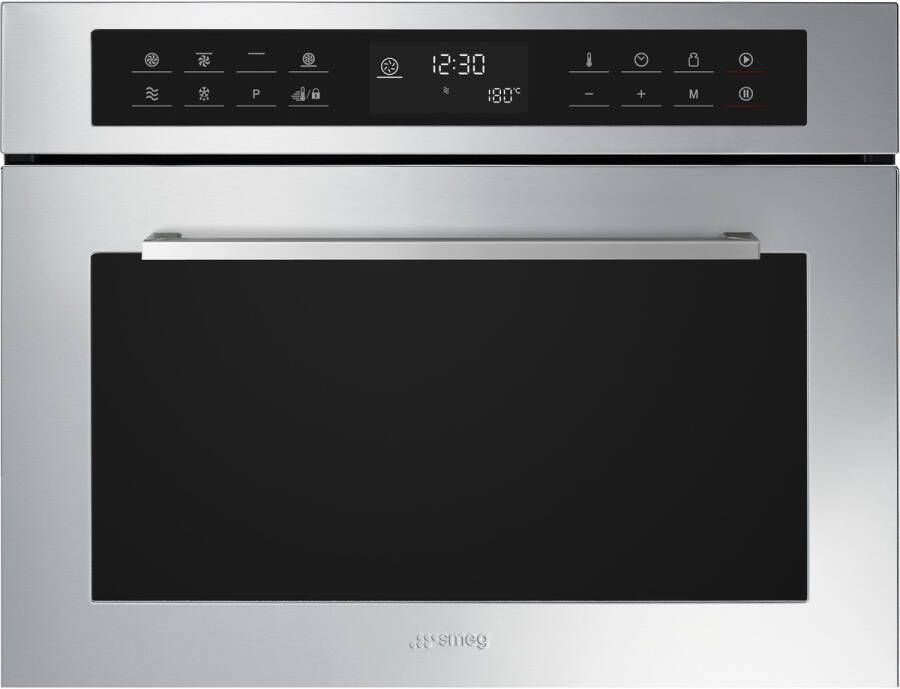 Smeg SF4400MCX1 Combi Magnetron Inbouwoven 45 cm 48L 900W Magnetron 8 Functies Grill Snelle Voorverwarming Selezione RVS