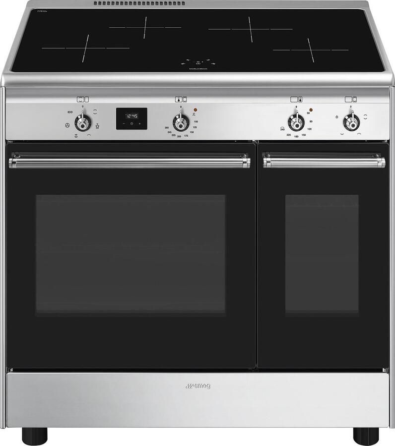 Smeg CX92IM Inductie fornuis 90 cm 4 kookzones 2 Ovens RVS
