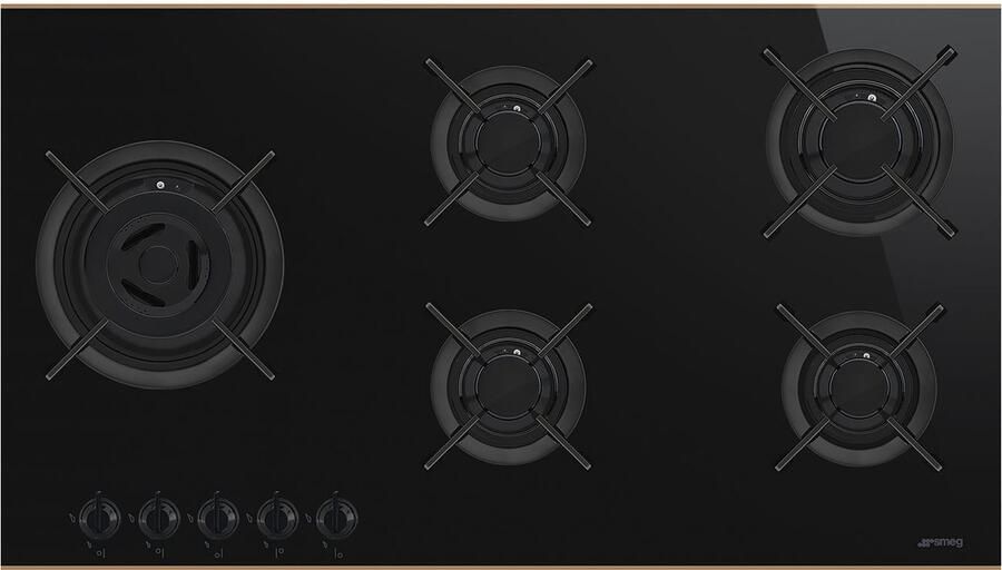 Smeg Dolce Stil Novo PV695LCNRDE kookplaat Zwart Ingebouwd 90 cm Gaskookplaat 5 zone(s)