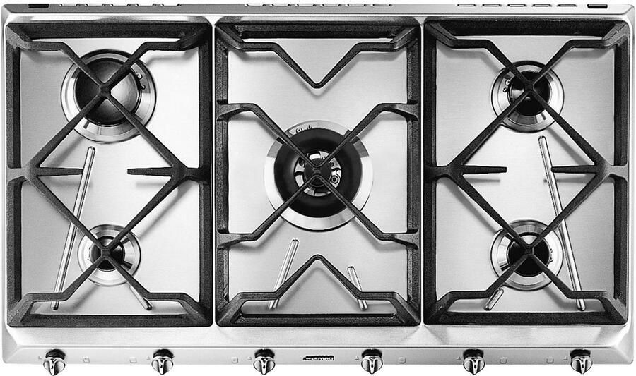 Smeg Hedendaagse Srv596gh5 Gaskookplaat 90 Cm Zilver