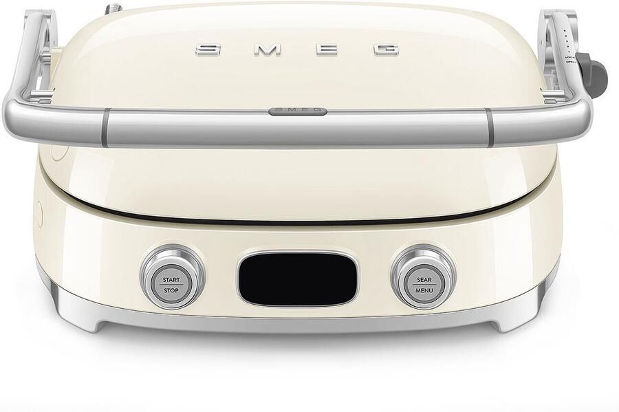 Smeg MGF01CREU Contactgrill Multifunctionele Grill & Wafelijzer 2000W Verwisselbare Platen PFAS-vrije Keramische Coating BBQ- & Ovenfunctie '50s Style Crème