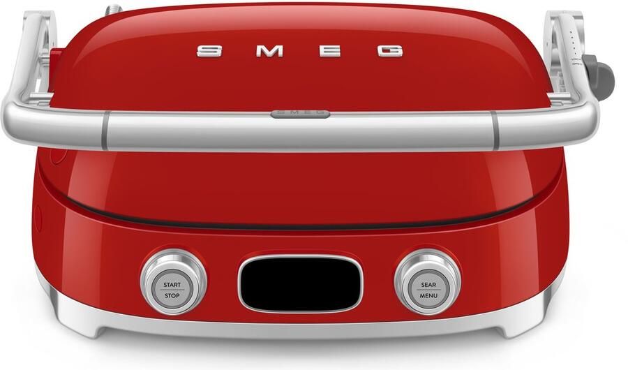 Smeg MGF01RDEU Contactgrill Multifunctionele Grill & Wafelijzer 2000W Verwisselbare Platen PFAS-vrije Keramische Coating BBQ- & Ovenfunctie '50s Style Rood