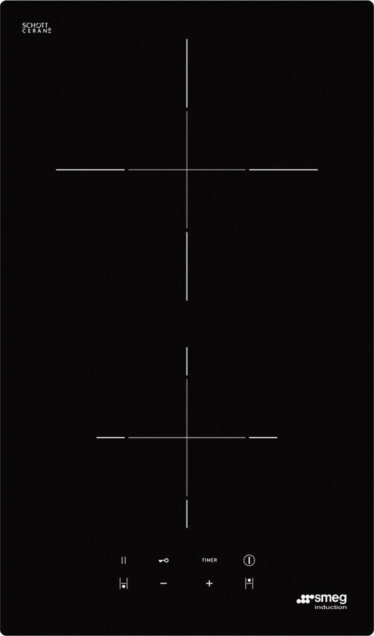 Smeg SI2321D Inductiekookplaat 30 cm Zwart Glas 2 Kookzones Domino Kookplaat Touch Control Boosterfunctie