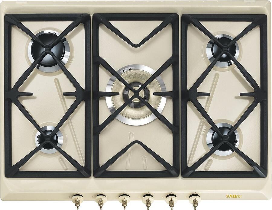 Smeg SRV876POGH kookplaat Crème Ingebouwd Gaskookplaat