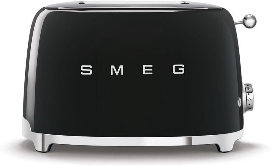 Smeg TSF01BLEU Broodrooster 2 Sleuven 950W 6 Bruiningsstanden Ontdooifunctie & Opwarmfunctie '50s style Zwart