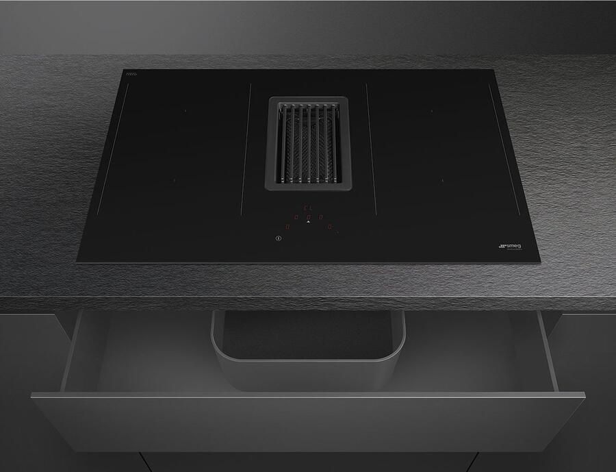 Smeg Universal HOBD482D kookplaat Zwart Ingebouwd 80 cm Inductiekookplaat zones 4 zone(s) Inbouw afzuigkap