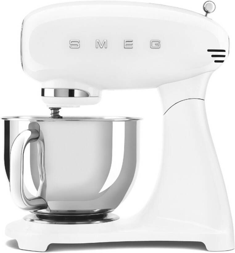 Smeg SMF03WHEU Keukenmachine Stand Mixer 4 8 Liter 800 Watt 10 Snelheden Planetaire Mengwerking Inclusief 5 Accessoires '50s Style Wit