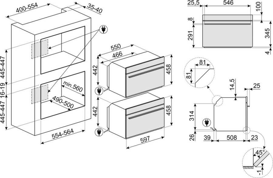 Smeg SO4102M1B3 magnetron Combinatiemagnetron 40 l 800 W Zwart - Foto 2