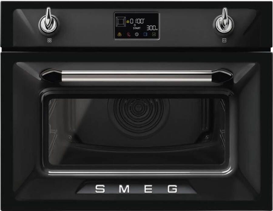 Smeg SO4902M1N Combi Magnetron 50 Liter Zwart Compacte Inbouw Oven Hetelucht Grillfunctie Energieklasse A