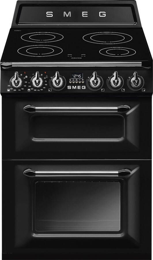 Smeg TR62IBL2 Vrijstaand Inductie Fornuis 60 cm Zwart 4 Inductiezones Multifunctionele Oven Victoria Design Energieklasse A