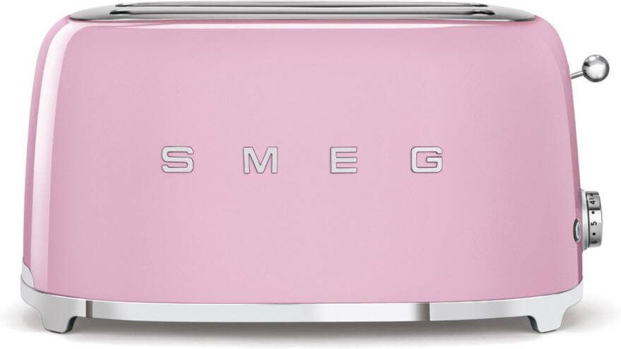 Smeg TSF02PKEU Broodrooster 4 Sneden 2 Lange Sleuven 1500W 6 Bruiningsstanden Ontdooifunctie Opwarmfunctie & Bagelfunctie '50s Style Roze