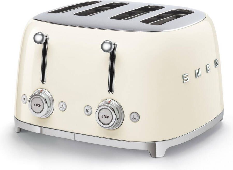 Smeg TSF03CREU Broodrooster Crème 4x4 2000W 6 niveaus