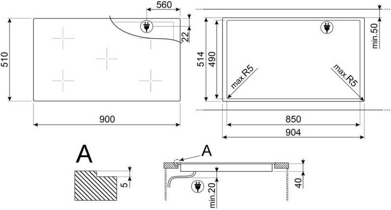 Smeg Kookplaat Elektrisch SE495ETD | Vitrokeramische kookplaten | 8017709324254 - Foto 5