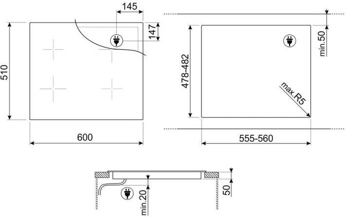 Smeg Universal SIB2641D kookplaat Zwart Ingebouwd 60 cm Inductiekookplaat zones 4 zone(s) - Foto 2