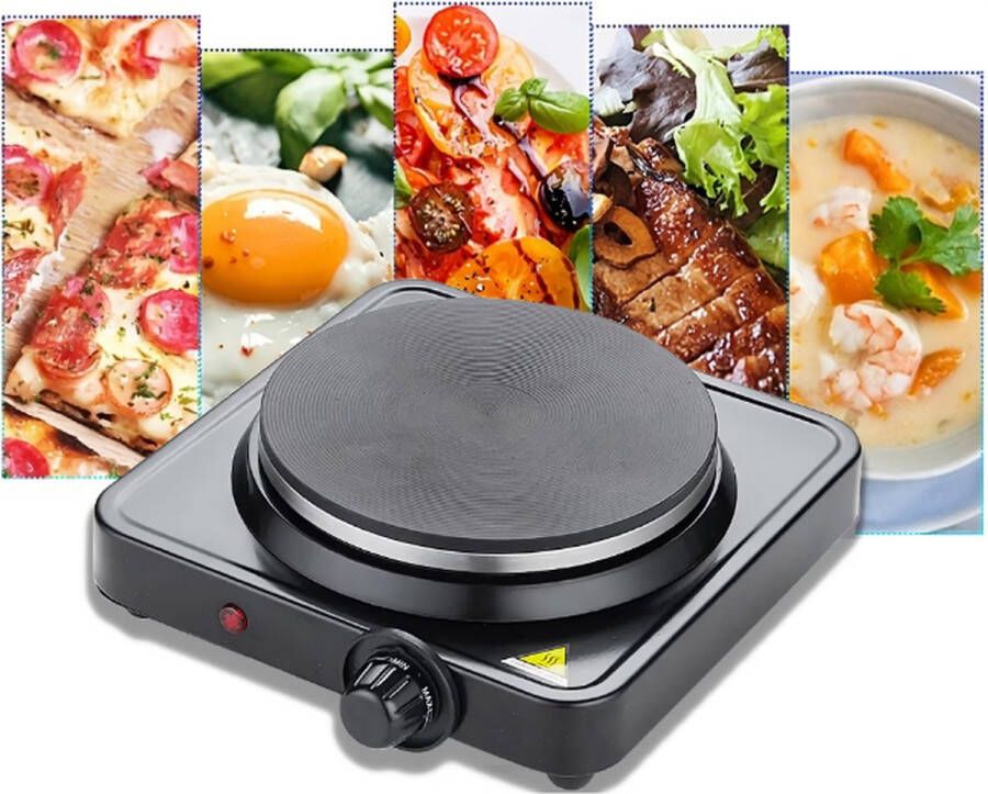 SMH LINE Elektrische kookplaat Kolenbrander 1 Pit 1000W Zwart