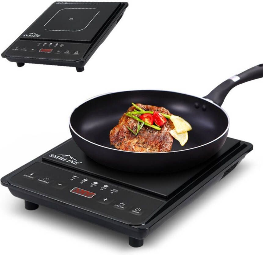 SMH LINE Inductie kookplaat Vrijstaand Elektrische Kookplaat 1 Pits 2000W Zwart