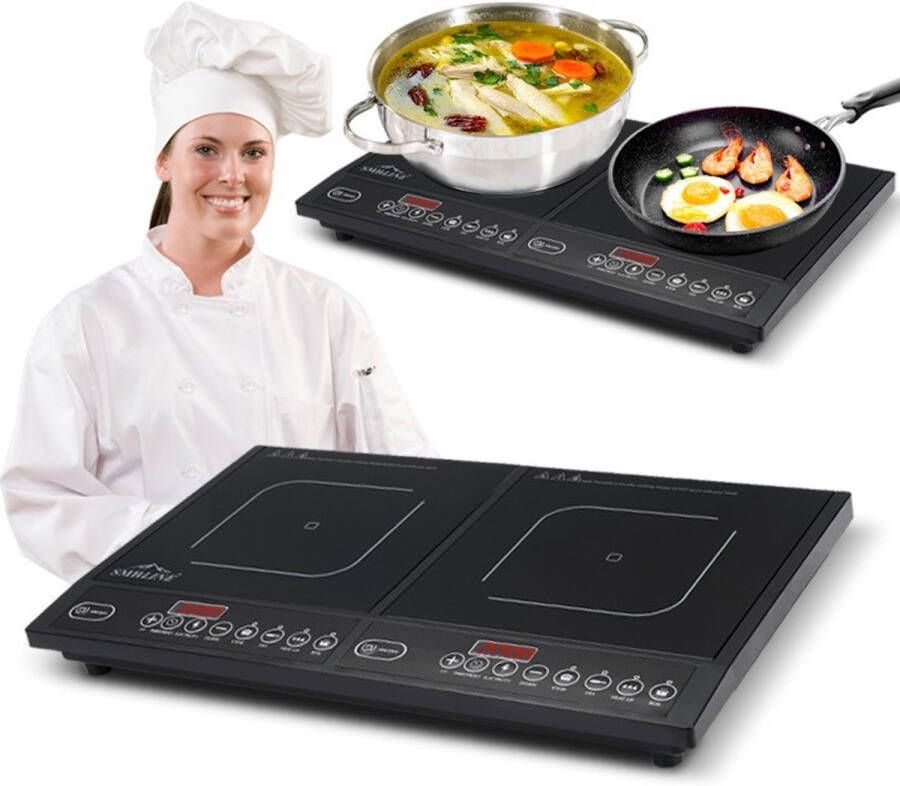 SMH LINE MH LINE Inductie kookplaat Vrijstaand Elektrische Kookplaat 2 Pits 2x 2000W Zwart