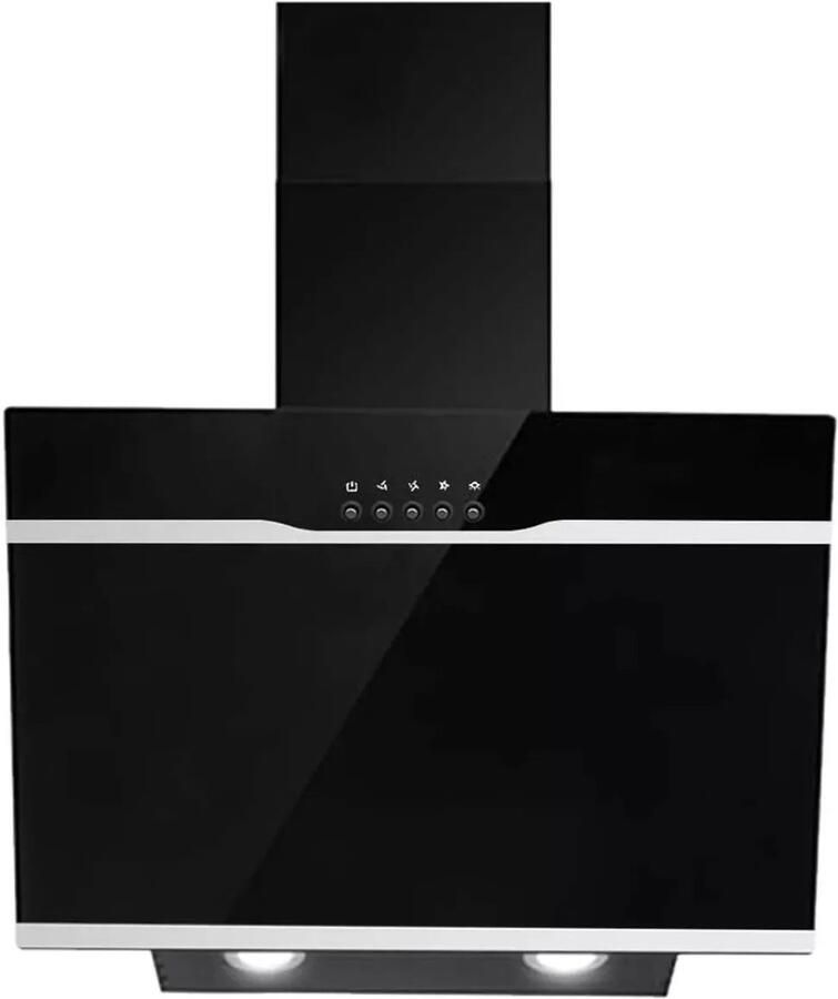 SNDOAS Sensova 60 cm Zwarte Wandafzuigkap – RVS & Glas Schouwkap met LED-Verlichting 3 Snelheden Energieklasse A++ Easy-Clean Filters en Krachtige Afzuiging voor Moderne Keukens