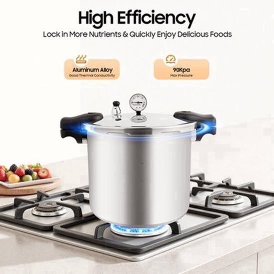 Snelkookpan Verdikt Gepolijst Aluminium 23 Qt Inhoud Aluminiumlegering Veiligheidskleppen En Manometer Voor Gas En Elektrische Keramische Oven