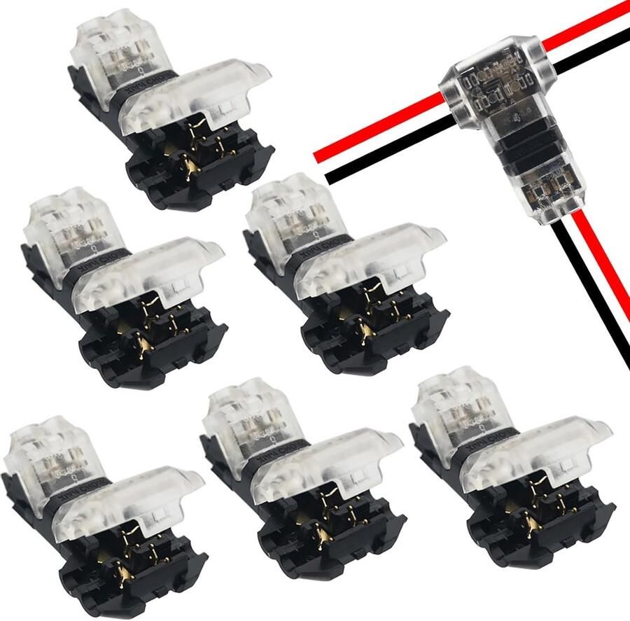 Snelkoppeling Kabelconnector Type T Soldeervrije Lugs Laag Spanning 2-Pool Geschikt voor Draad Dikte 20-22 (6 Stuks) Ideaal voor Elektrische Verbindingen en Installaties