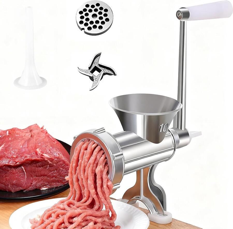 SnelShoppen Handmatige Vleesmaalmachine Aluminium Legering met Handcrank Staal Tafelklem Vleesmachine en Worstvuller Keuken Chopper voor Thuisgeb