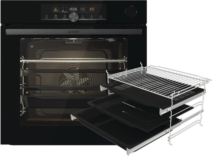 SnelShoppen Inbouwoven met 77L Hetelucht AutoBake Touch Bediening Braadthermometer GentleClose SteamAssist StepBake en PizzaMode 300 °C in Zw