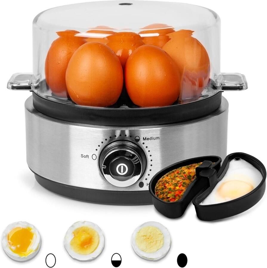 SNJY Eierkoker Elektrisch Eieren Koken 400 W Zwart Zilver