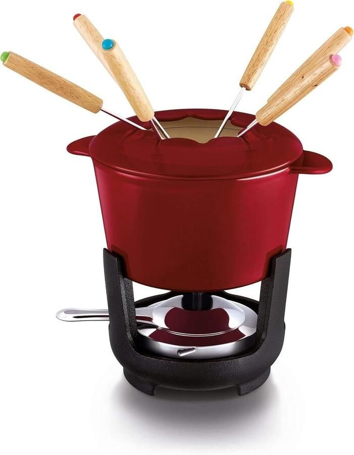 SNJY Fondueset Fondue Fonduepan 4-6 Personen Rood