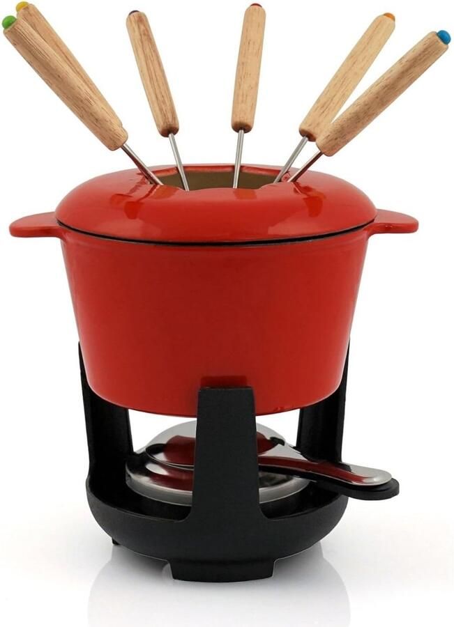 SNJY Fondueset Fondue Fonduepan 6 Personen 1L Rood
