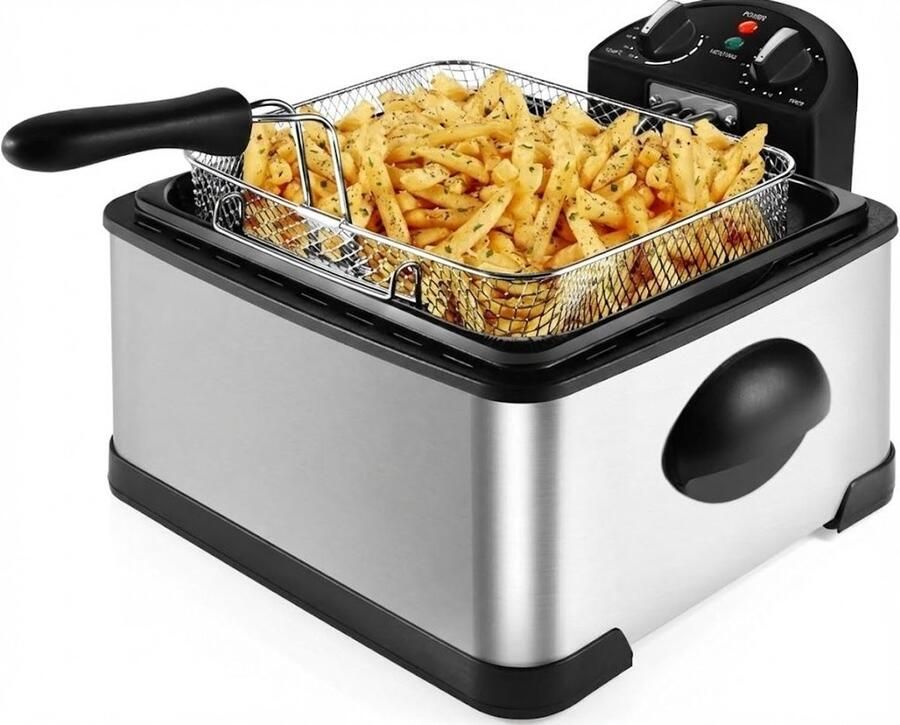 SNJY Frituurpan Friteuse Frituurketel 2000 W 4 3L XL Zilver