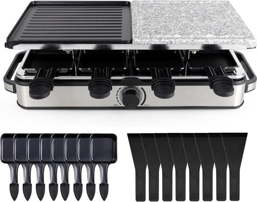 SNJY Gourmetstel Gourmetplaat Gourmet Elektrisch 8 Personen 1400 W Zwart