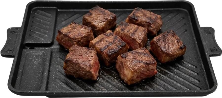 SNJY Grillplaat Inductie Bakplaat Inductie Grill Apparaat Gietijzeren Pan 37 x 26 cm Zwart