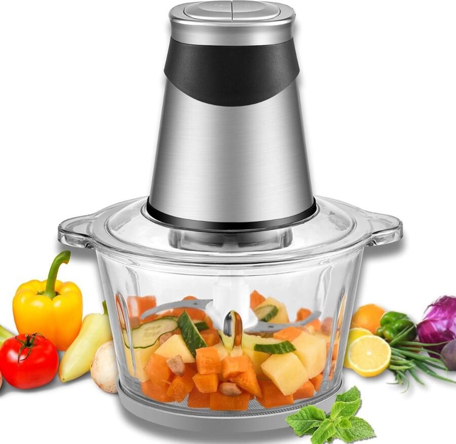 SNJY Hakmolen Snijmachine Groentesnijder Electrisch 500 W 1 8L Zilver