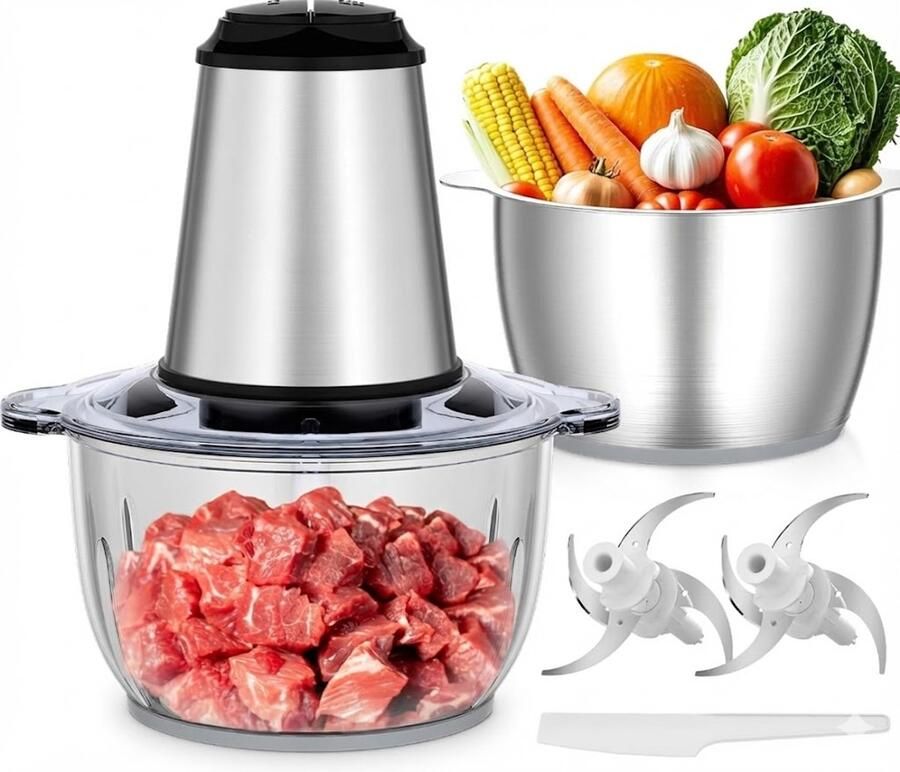 SNJY Hakmolen Snijmachine Groentesnijder Electrisch 500 W 2L Zilver