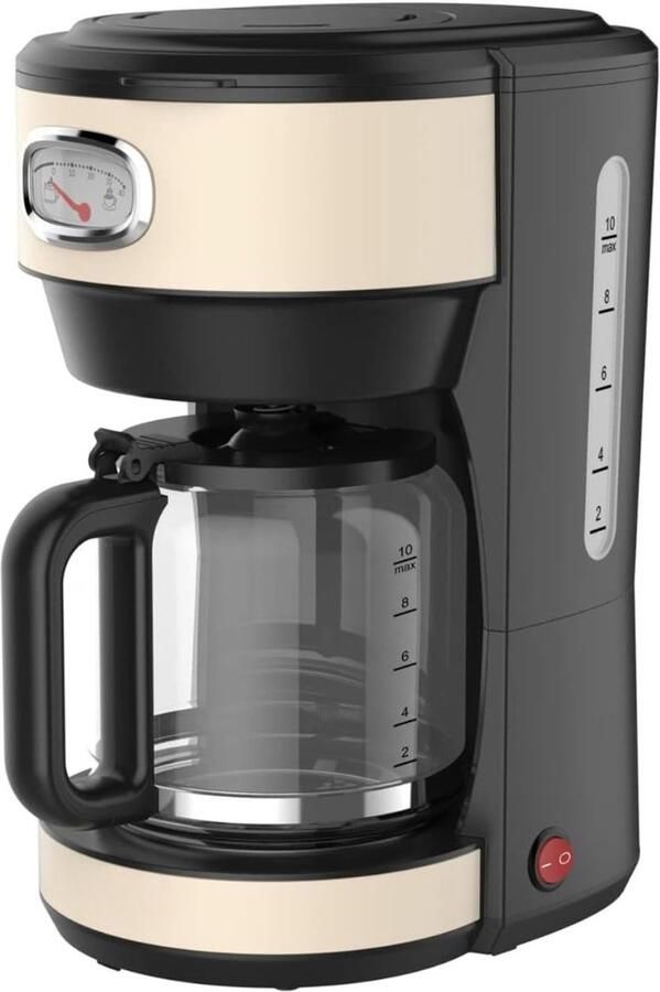 SNJY Koffiezetapparaat Filterkoffie Espressomachine Volautomatische Koffiemachines 1 25L – 10 Koppen – 1000W – Zwart Beige