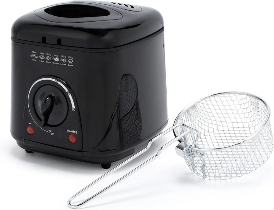 SNJY Mini Airfryer Klein Camping Airfryer 1 Liter 950W Zwart