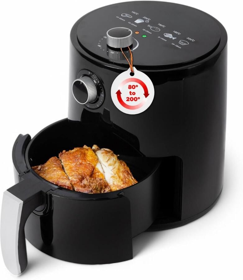 SNJY Mini Airfryer Klein Camping Airfryer 2 5 Liter 1200W Zwart