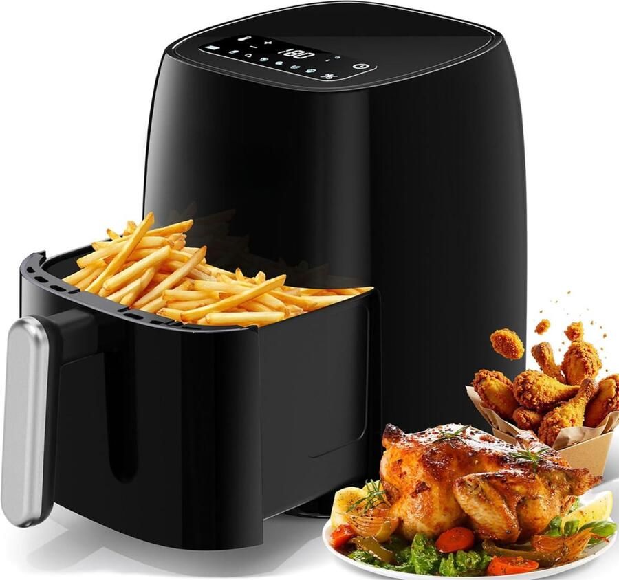 SNJY Mini Airfryer Klein Camping Airfryer 4 2 Liter 1500W Zwart