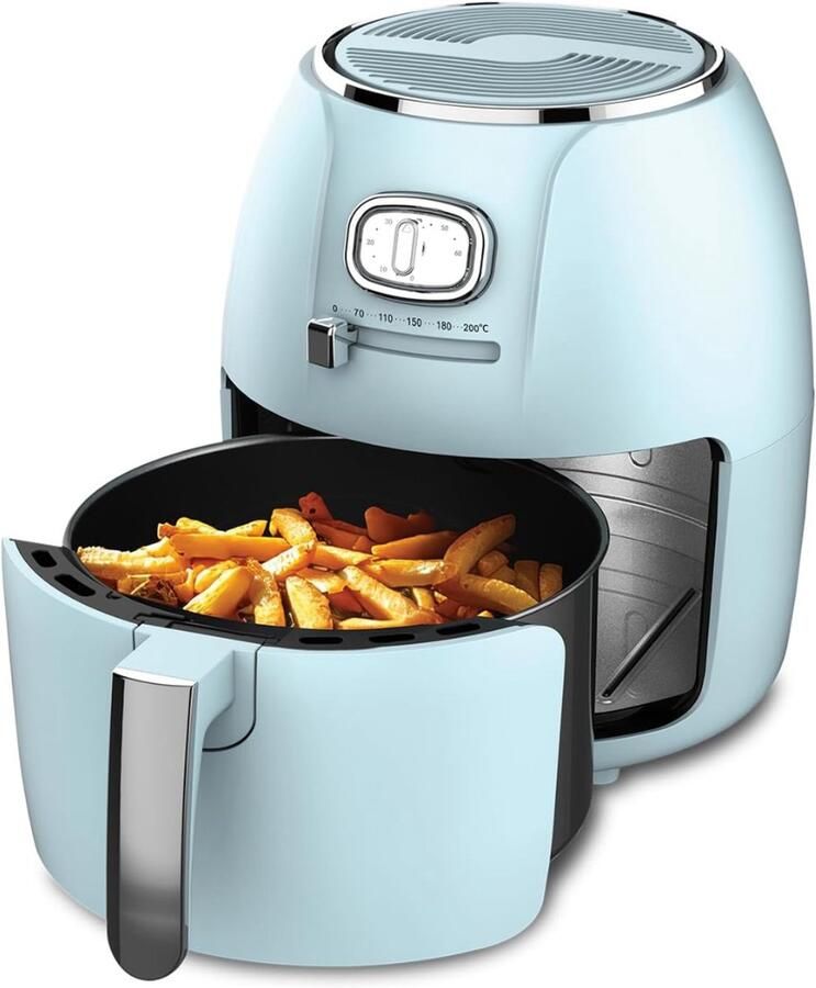 SNJY Mini Airfryer Klein Camping Airfryer 4 Liter 1500W Blauw