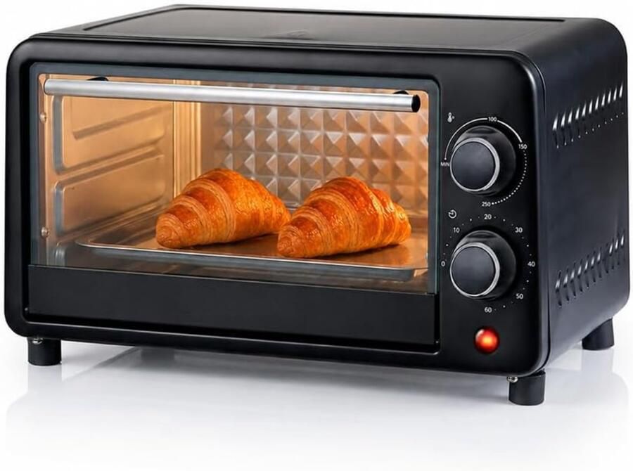 SNJY Mini Oven Vrijstaand Vrijstaande Oven Elektrische Oven Timer tot 60 min 10L 1000W Zwart