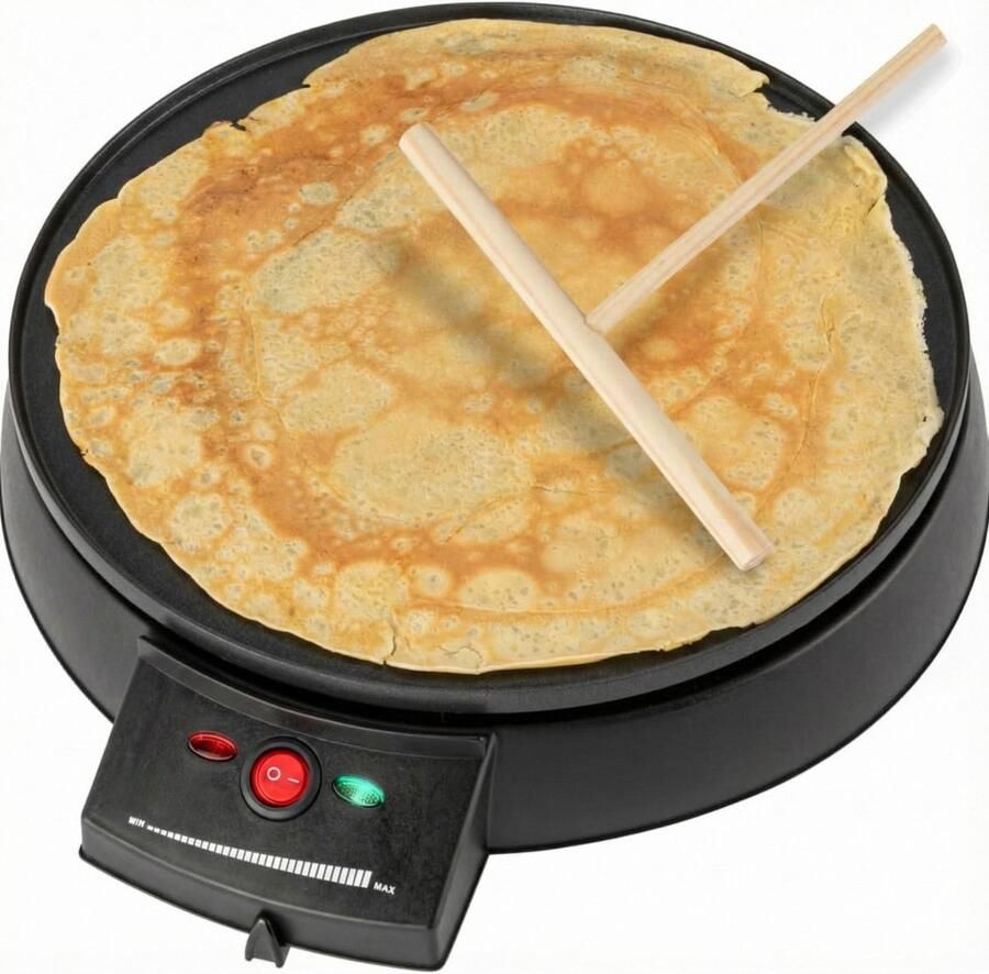 SNJY Pannenkoekenpan Pannenkoekenmaker Crepe Maker 29cm 900 W Zwart