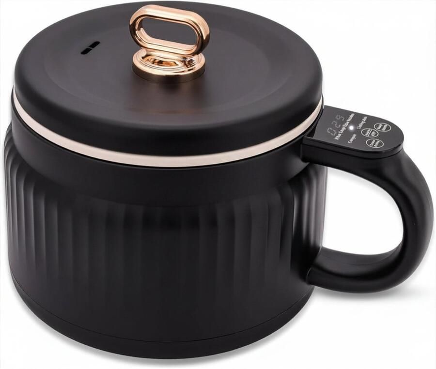 SNJY Rijstkoker Klein Mini Rijstkoker Kleine Rijstkoker 6 Kookfuncties 1 5 Liter 600W Zwart