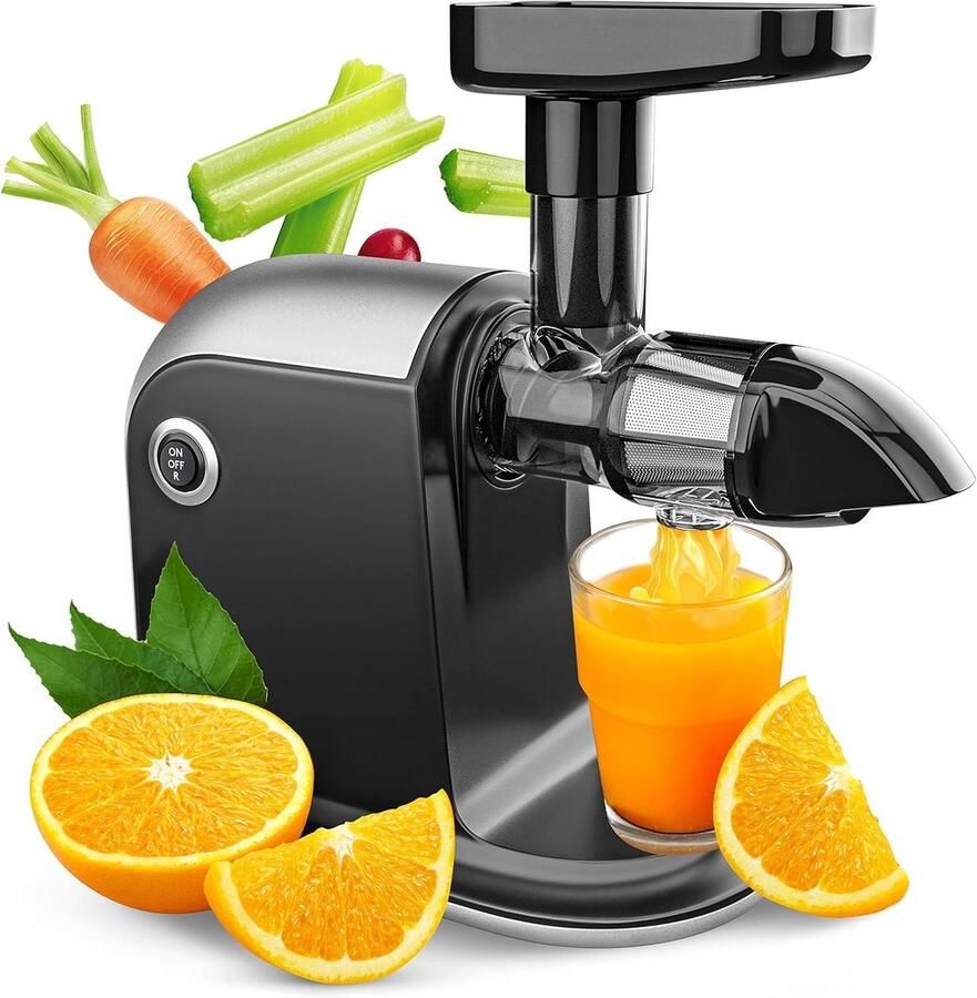 SNJY Slowjuicer Juice Maker Extracteur De Jus 150W Zwart Zilver