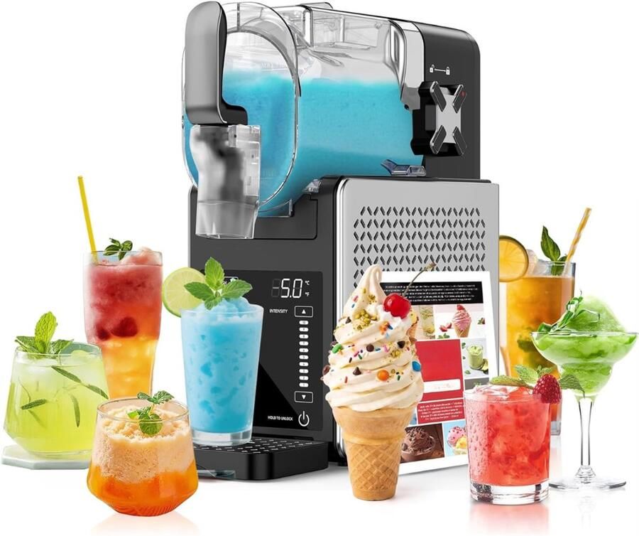 SNJY Slush Machine Slush Puppy Maker Slushy Maker 6 Programma's 2 5L Zwart