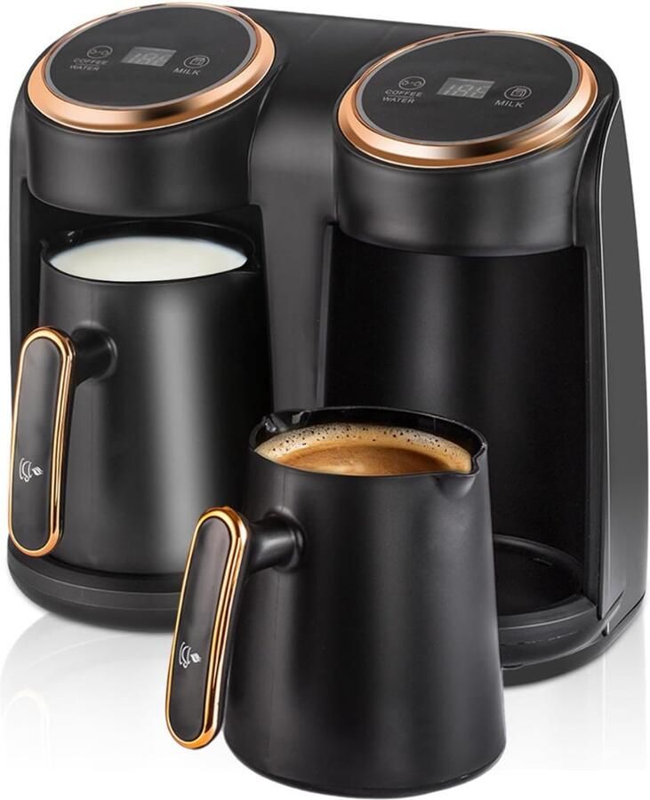 SNJY Turkse Koffiezetapparaat Turkse Koffie Turkse Theepot Elektrische Dubbele Pot 600 W Zwart