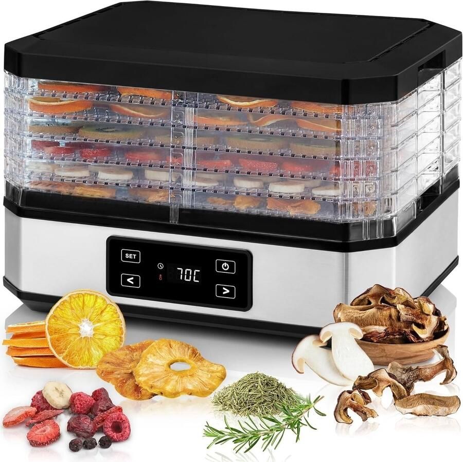 SNJY Voedseldroger Droogoven Dehydrator 500 W Zilver