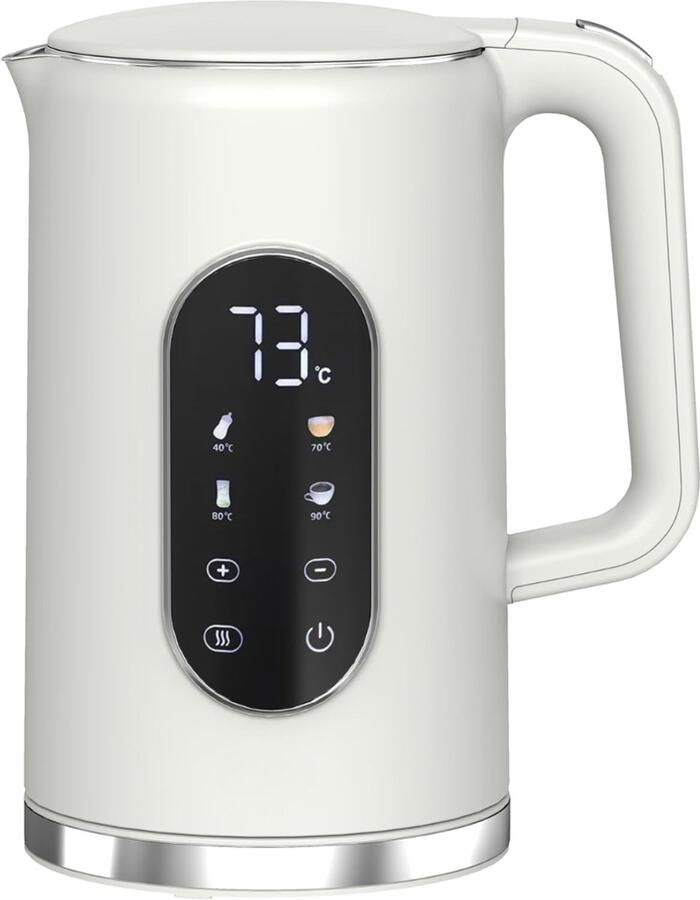 SNJY Waterkoker met Temperatuurregeling Heetwaterdispenser Waterkoker RVS 1 7L 2200 W Crème wit