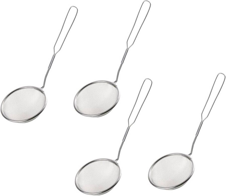 SNQ 4 stuks Zeeflepel Fijne maaswijdte Keukenhulpmiddel Roestvrij staal Geschikt voor het zeven van hotpotolie en soep Zilver