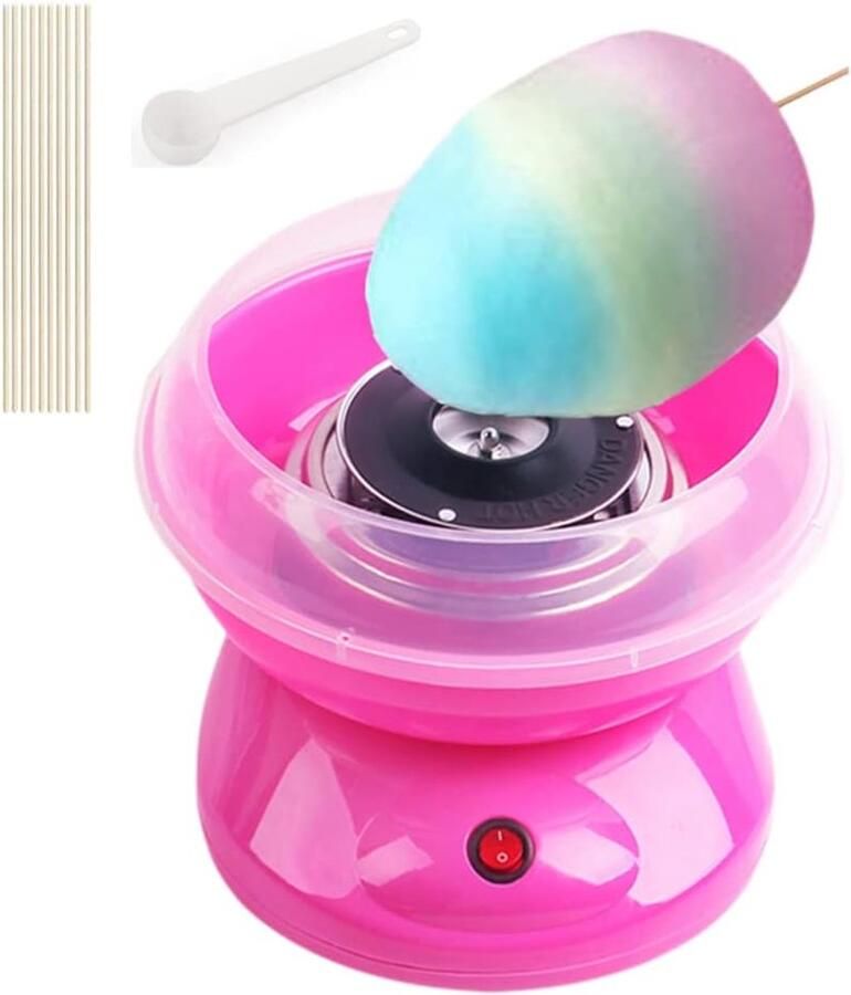 SNQ Draagbare Suikerspinnenmachine – Met Suikerlepel en 10 Stokjes – Voor Feestjes en Kinderfeestjes – Roze